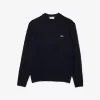 Cable Knit Carded Wool Crewneck Sweater