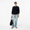 Cable Knit Carded Wool Crewneck Sweater