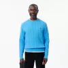 Cable Knit Carded Wool Crewneck Sweater