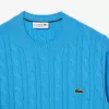 Cable Knit Carded Wool Crewneck Sweater