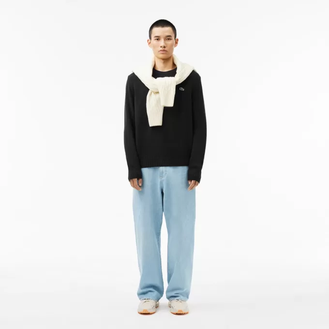 Carded Wool Crew Neck Sweater