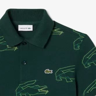 Crocodile Print Piqué Polo Shirt