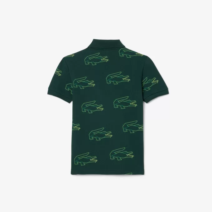 Crocodile Print Piqué Polo Shirt