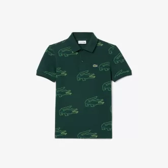 Crocodile Print Piqué Polo Shirt