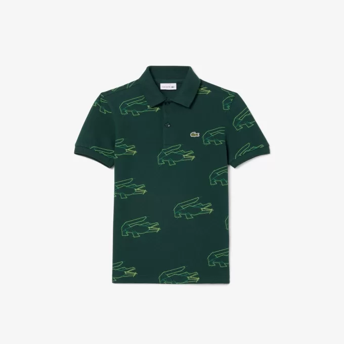 Crocodile Print Piqué Polo Shirt
