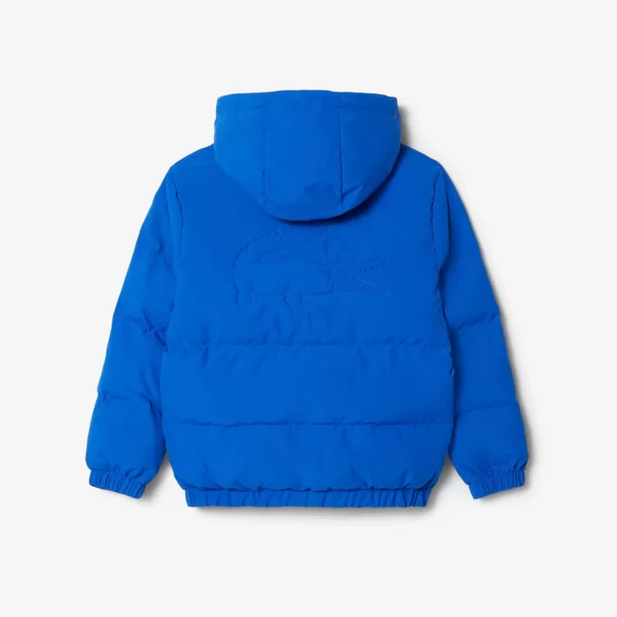 Embroidered Crocodile Hooded Puffed Jacket