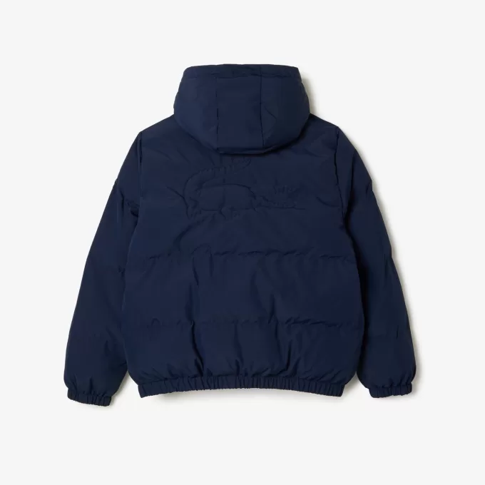 Embroidered Crocodile Hooded Puffed Jacket