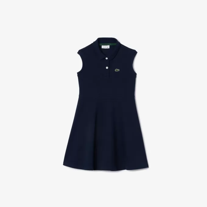 Girls’ Lacoste Fit and Flare Stretch Piqué Polo Dress