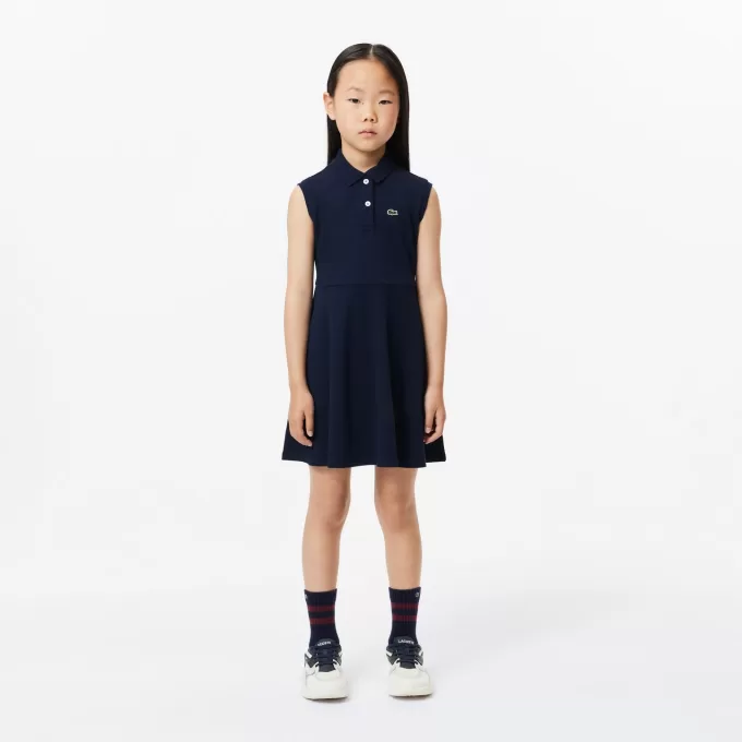 Girls’ Lacoste Fit and Flare Stretch Piqué Polo Dress