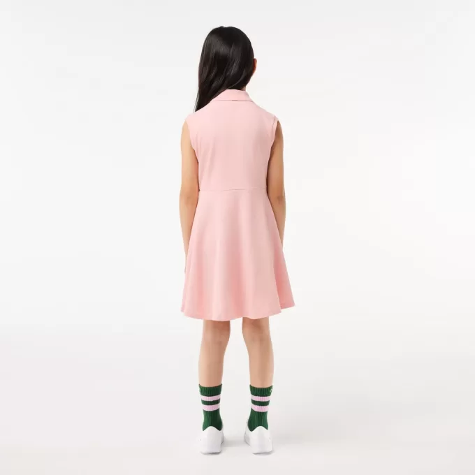 Girls’ Lacoste Fit and Flare Stretch Piqué Polo Dress