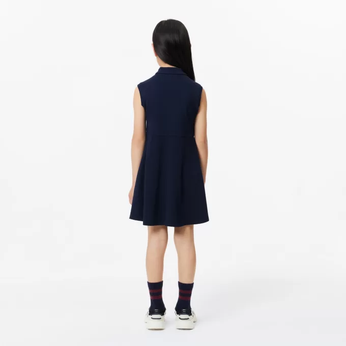 Girls’ Lacoste Fit and Flare Stretch Piqué Polo Dress