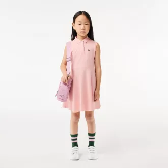 Girls’ Lacoste Fit and Flare Stretch Piqué Polo Dress