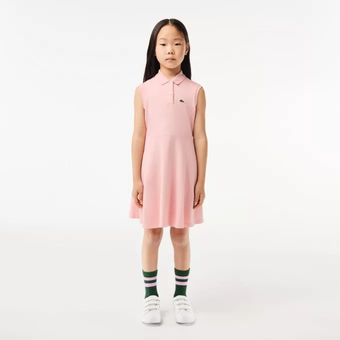Girls’ Lacoste Fit and Flare Stretch Piqué Polo Dress