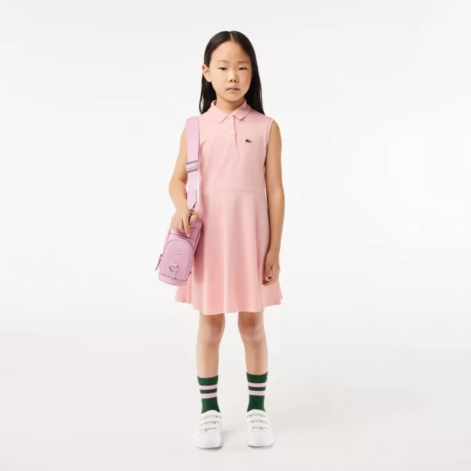 Girls’ Lacoste Fit and Flare Stretch Piqué Polo Dress
