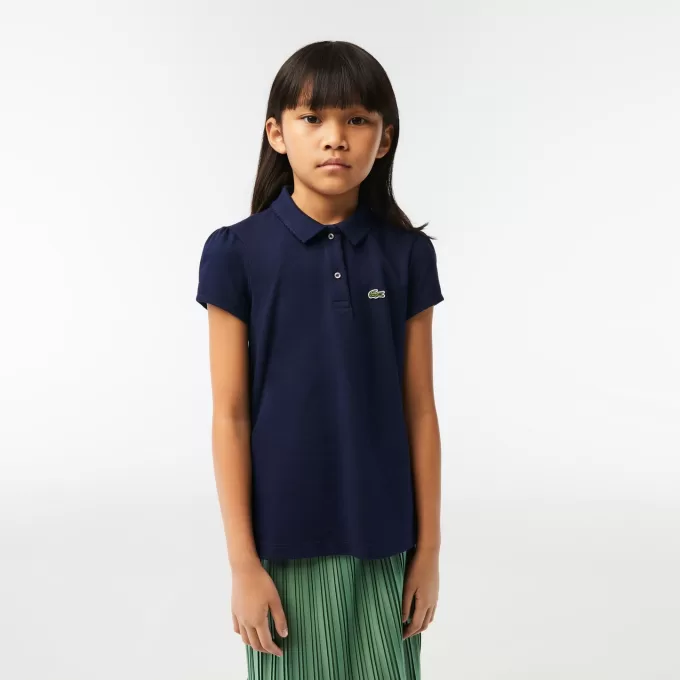 Girls’ Lacoste Scalloped Collar Mini Piqué Polo Shirt