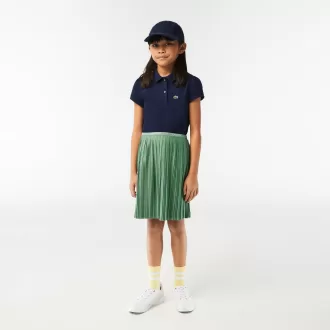 Girls’ Lacoste Scalloped Collar Mini Piqué Polo Shirt