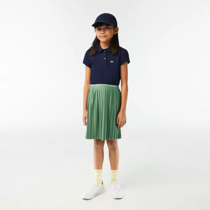 Girls’ Lacoste Scalloped Collar Mini Piqué Polo Shirt