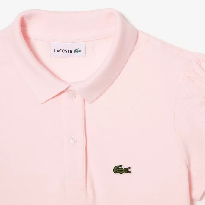 Girls’ Lacoste Scalloped Collar Mini Piqué Polo Shirt