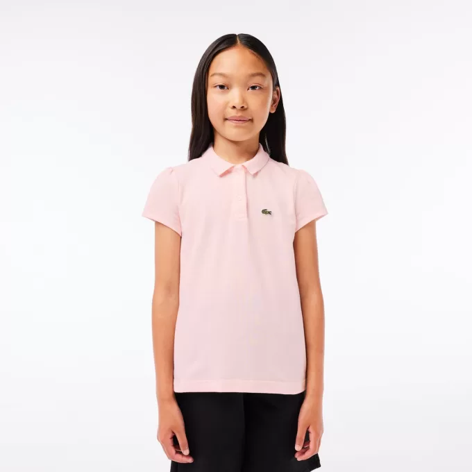 Girls’ Lacoste Scalloped Collar Mini Piqué Polo Shirt