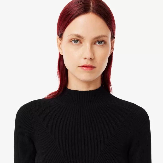 High Neck 3D Rib Knit Sweater