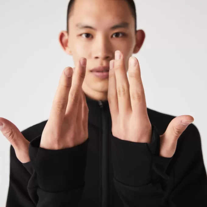 High Neck Zip- Up Sweatshirt