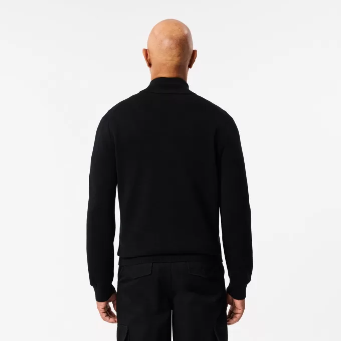 High Neck Zipped Wool Cardigan