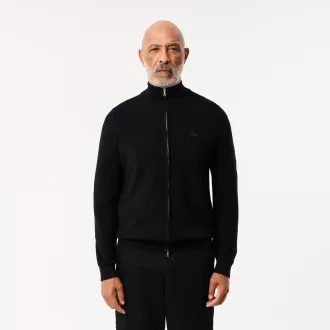 High Neck Zipped Wool Cardigan