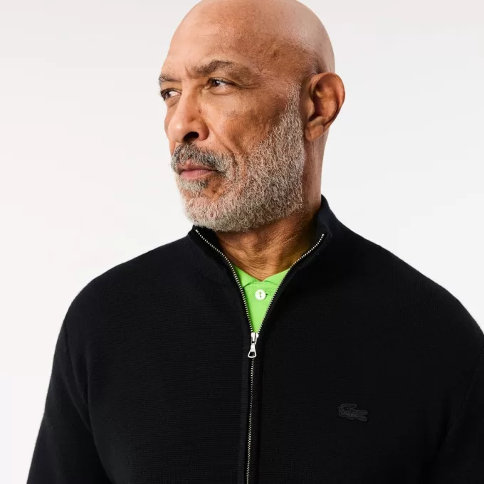 High Neck Zipped Wool Cardigan