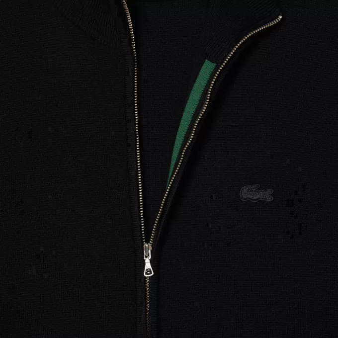 High Neck Zipped Wool Cardigan