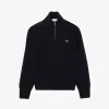 High Zip Neck Monochrome Carded Wool Sweater