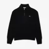 High Zip Neck Monochrome Carded Wool Sweater