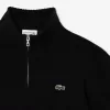 High Zip Neck Monochrome Carded Wool Sweater