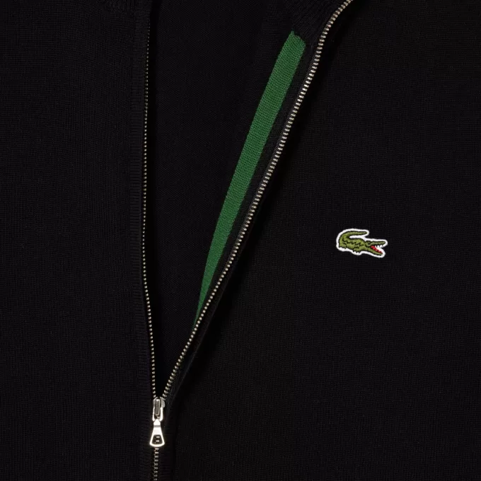 High Zipped Neck Plain Cotton Sweater