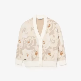 Jacquard Intarsia Floral Cardigan