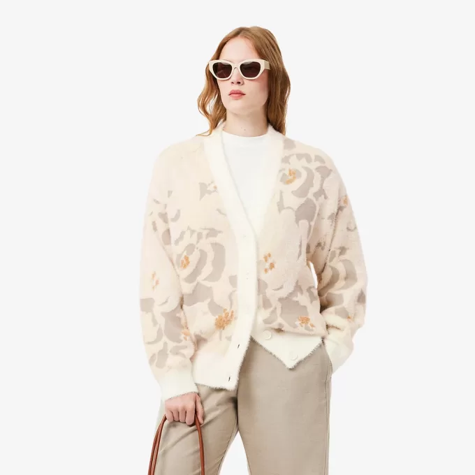 Jacquard Intarsia Floral Cardigan