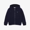 Kids’ Lacoste Kangaroo Pocket Hooded Zippered Sweatshirt