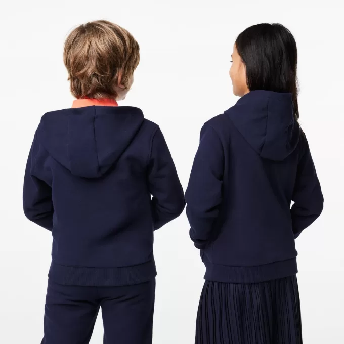 Kids’ Lacoste Kangaroo Pocket Hooded Zippered Sweatshirt