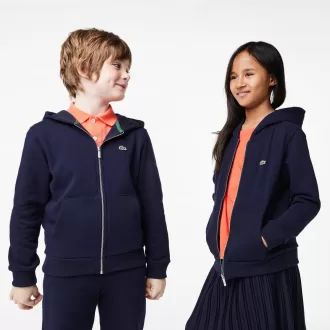 Kids’ Lacoste Kangaroo Pocket Hooded Zippered Sweatshirt