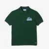 Kids’ Lacoste Organic Cotton Contrast Print Polo Shirt