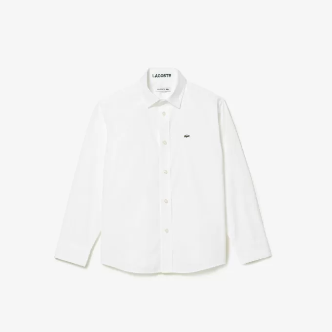 Kids’ Lacoste Striped Print Oxford Cotton Shirt