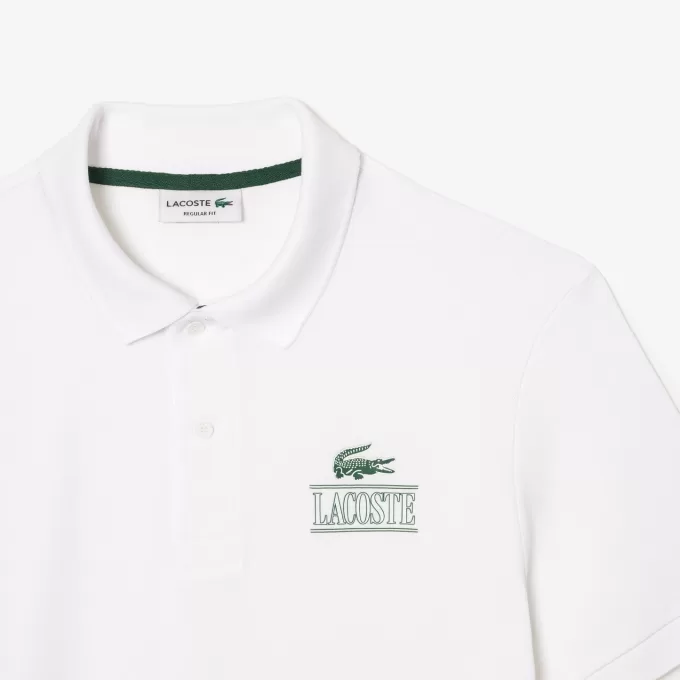 Lacoste Signature Print Stretch Piqué Polo Shirt