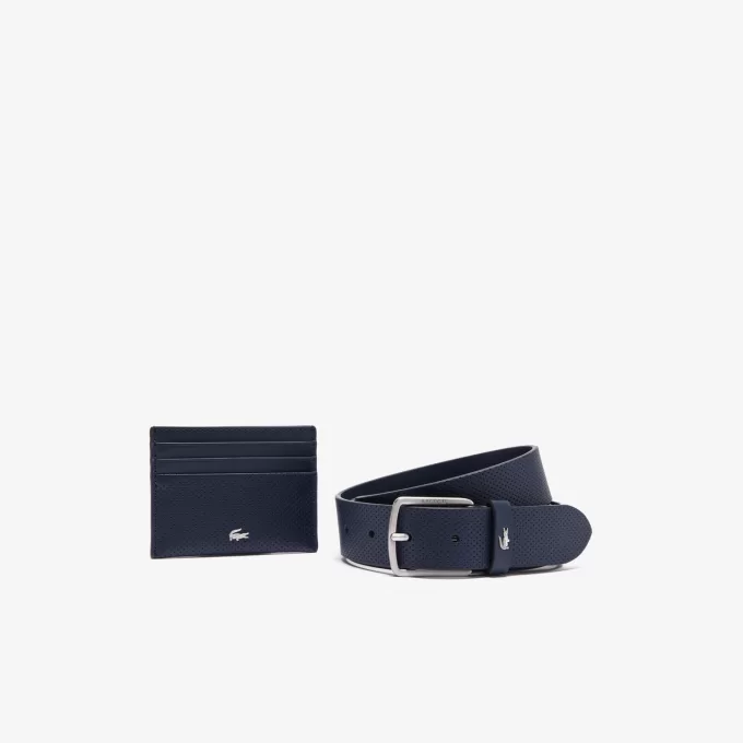 Leather Belt/Card Holder Gift Set