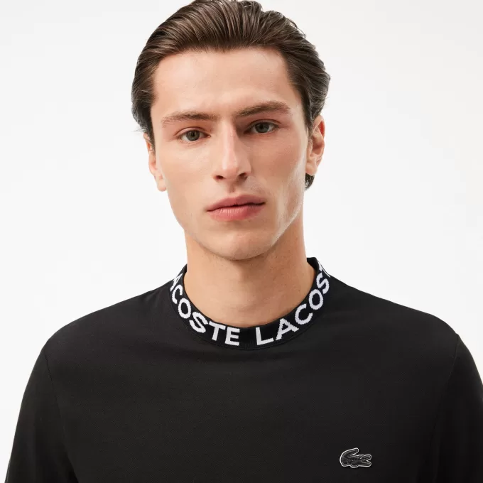 Lightweight Piqué Jacquard Neck T-shirt