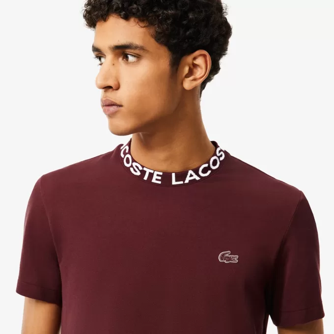 Lightweight Piqué Jacquard Neck T-shirt