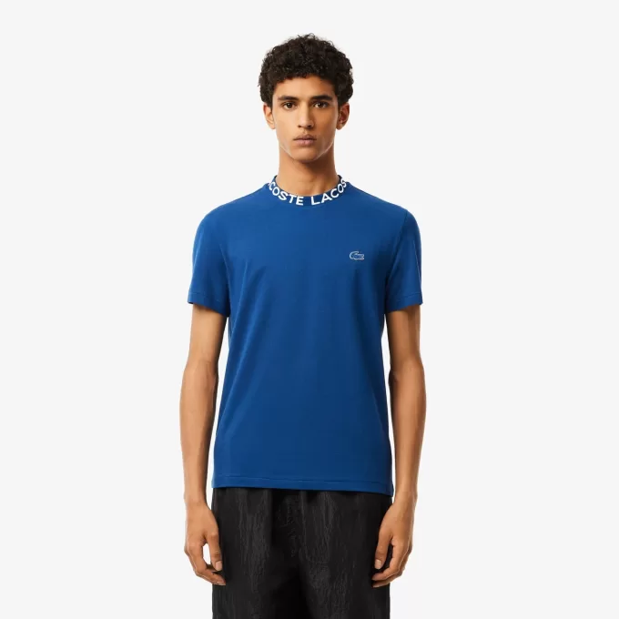 Lightweight Piqué Jacquard Neck T-shirt