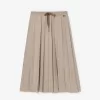 Long Pleated Flannel Skirt