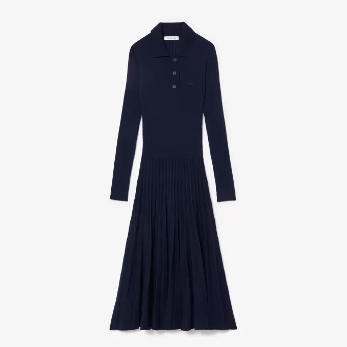 Long Sleeved Ribbed Wool Dress