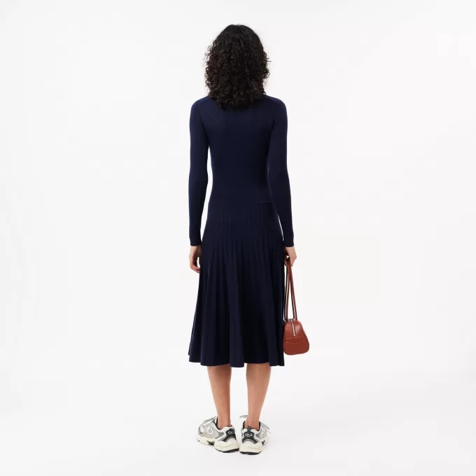 Long Sleeved Ribbed Wool Dress