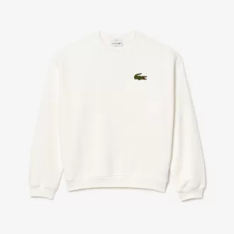 Loose Fit Badge Accent Fleece Sweatshirt