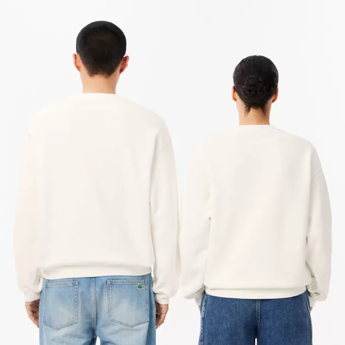 Loose Fit Badge Accent Fleece Sweatshirt